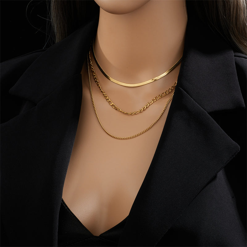 Gold plated stainless steel layered necklaces