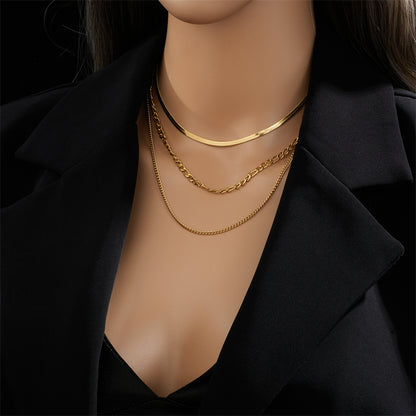 Gold plated stainless steel layered necklaces