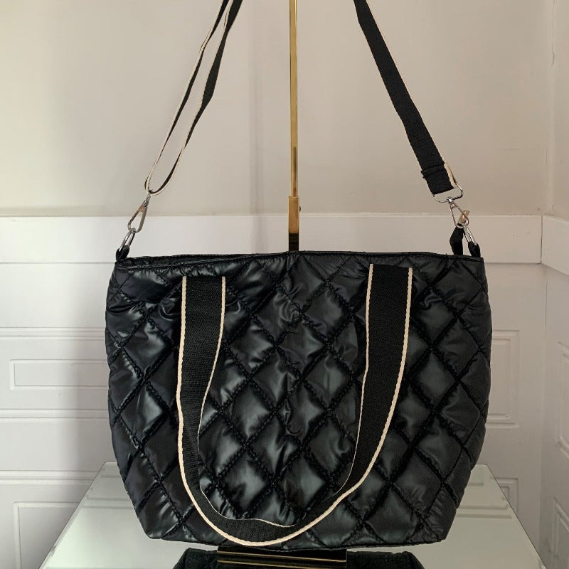 Black Puffer Tote Bag