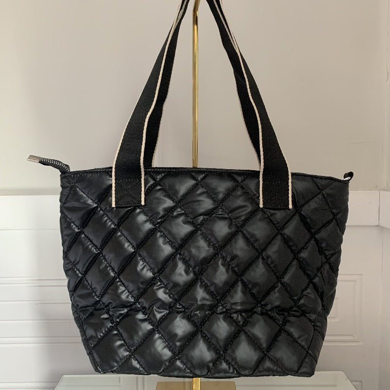 Black Puffer Tote Bag